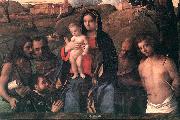 BELLINI, Giovanni Madonna and Child with Four Saints and Donator oil painting artist